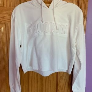 White cropped hoodie